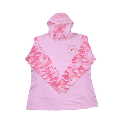 women camo mask hoodie-pink flamingo